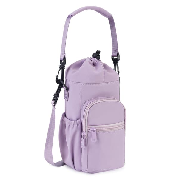 Isolerad vattenflaskväska, crossbody axelrem, aluminiumfoliefoder, svart Purple