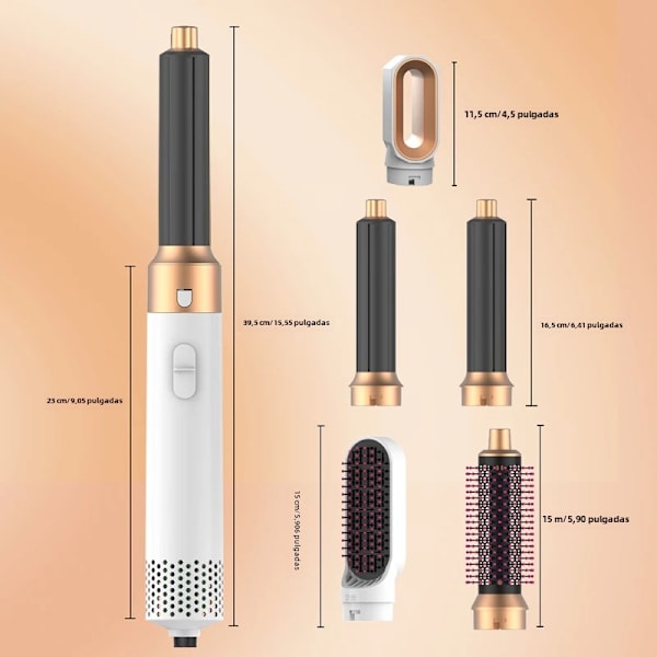 Melo 5-in-1 Multi-Styler kihartimella ja suoristusraudalla sisältää Melo-kuivaimen Melo Universal Stylerille Golden