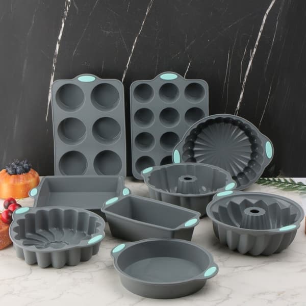 Silikone kageformssæt, runde bageforme til moussebrød chiffon, 9 dele, non-stick Silicone pumpkin plate