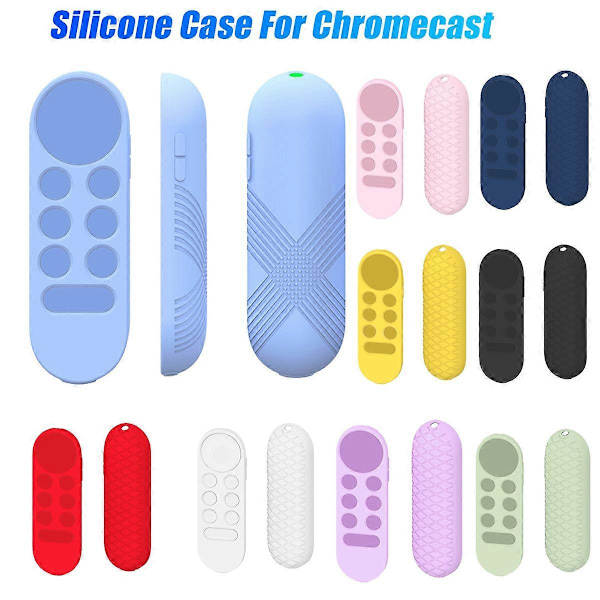Mjukt silikonfodral för Google Chromecast fjärrkontroll skyddsskal för Google TV 2020 Vo Light Blue