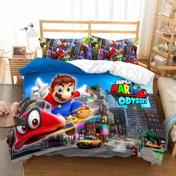 Mario Digitaltryckt Påslakanset - Mario Odyssey SINGLE 135x200cm
