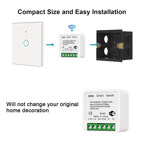 WiFi Älykäs Kytkin Valokytkin, APP Kauko-ohjaus, Ääniohjaus, DIY-tila, Ajastintoiminto, LAN Con