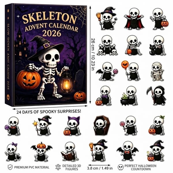 Halloween Spøgelse Julekalender Blind Boks, 24-dages Overraskelsesgave, PVC, Kranie Græskar Spøgelse 3D Pumpkin 3D