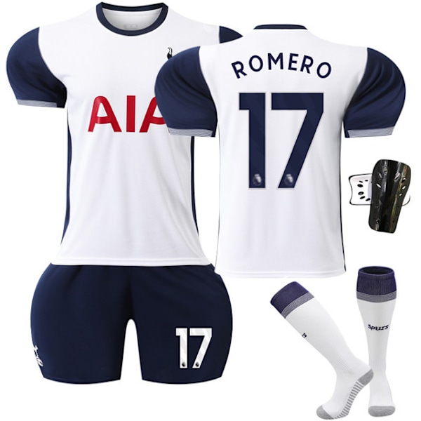 2425 Tottenham kotipaita Romero jalkapallopaita+sukka+suojavarusteet 20(110-120cm)