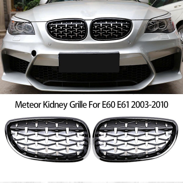 Front Kofanger Nyre Grill Diamant Grill til BMW E60 E61 5-serie 550I 535I M5 2003-2010 Meteor