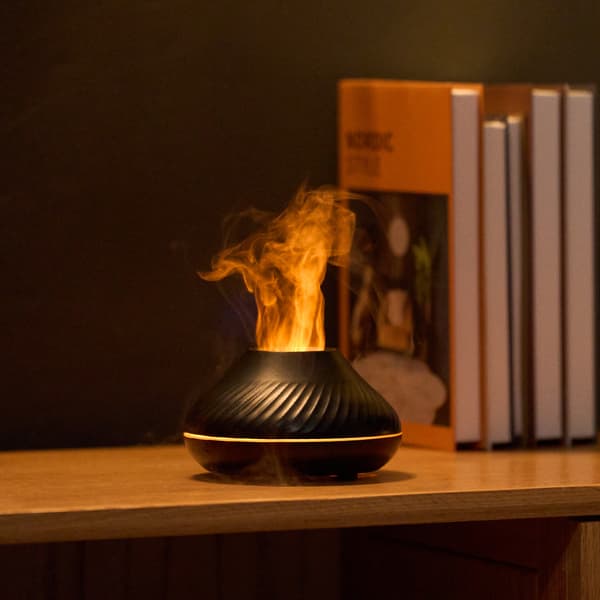 USB Vulkanisk Flamme Design Aroma Diffuser Bærbar Luftfugter CN White