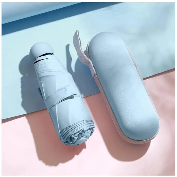 CAPSA's High-End 5-Foldbare Sol- og Regnparaply med Visirlomme til Kvinder blue