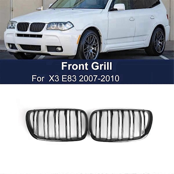 1 par bil front nyre grill blank sort motorhjelm grill til BMW X3 E83 diesel benzin SUV 2007-2