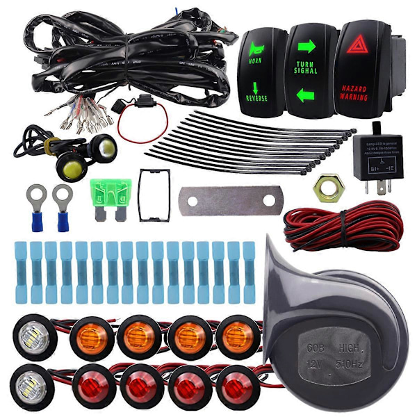 ATV UTV Blinkersats Universell Blinkerslampa med Kolumnblinkersbrytare 60D Signalhorn LED Blinkersats