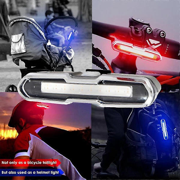 Cykelbaglygte Ultrastærk Cykellygte USB Genopladelig LED Cykel Baglygte 5 Lystilstande Forlygte