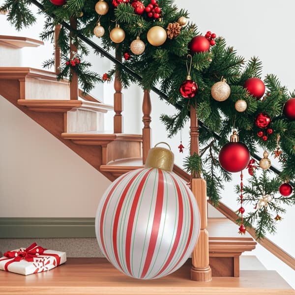 Oppustelig julekugle-dekoration 40 cm, vandtæt PVC-pynt til haven Red