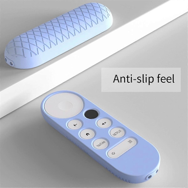 Mjukt silikonfodral för Google Chromecast fjärrkontroll skyddsskal för Google TV 2020 Vo Light Blue
