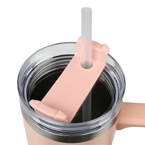 Isolert reisekrus 900 ml, rustfritt stål, varme og kalde drikker, bilkoppholder, rosa