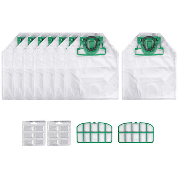 For VK200 FP200 Deler til Vorwerk Kobold Støvsugerpose Erstatningsfilter 8 VK200 Poser+2 HEPA Filtre+12 Dufter
