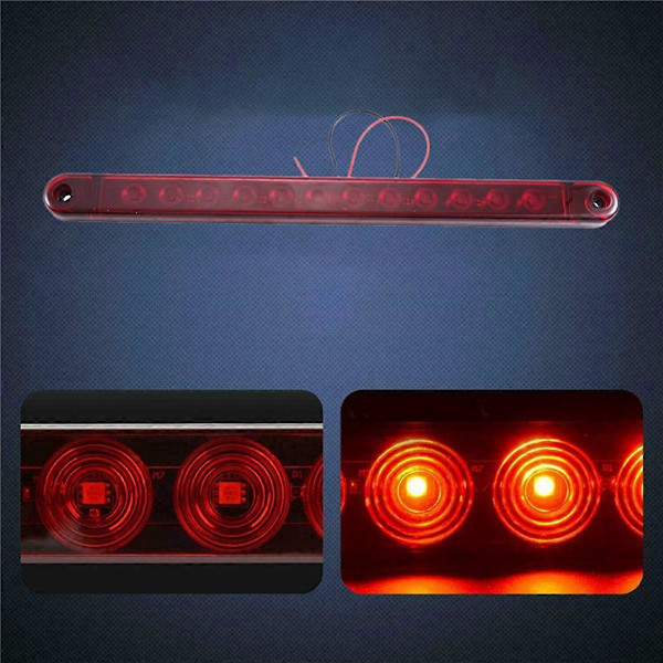 12LED Stopplys Baklys 12V Bremselys Bar Lastebil Tilhenger Lorry Buss Bremse Identifikasjonslys