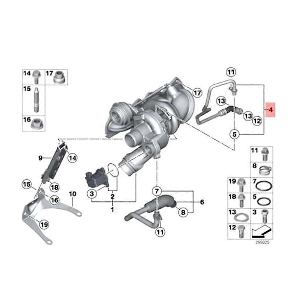 Motor Turboladdare Slangrör för BMW N13 F20 F21 F30 3-serie