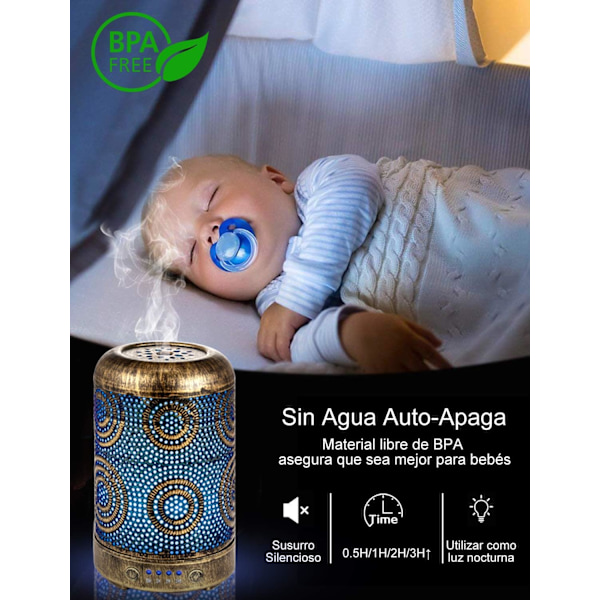 Eterisk Olje Luftfukter, 100ML, Ultralyd Diffuser, med 7 Farge LED