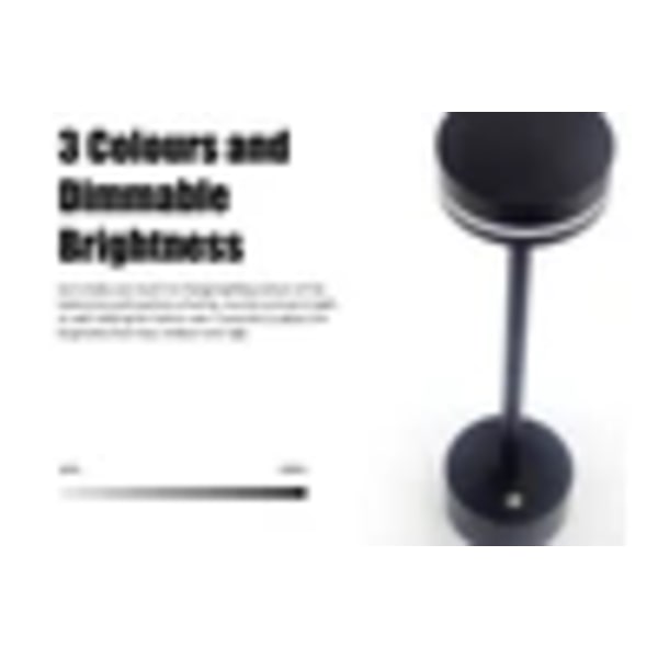1-pack LED Sladdlös Bordslampa Sänglampa Dämpbar Nattlampa Touchkontroll 3 Färger USB Uppladdningsbar Svart