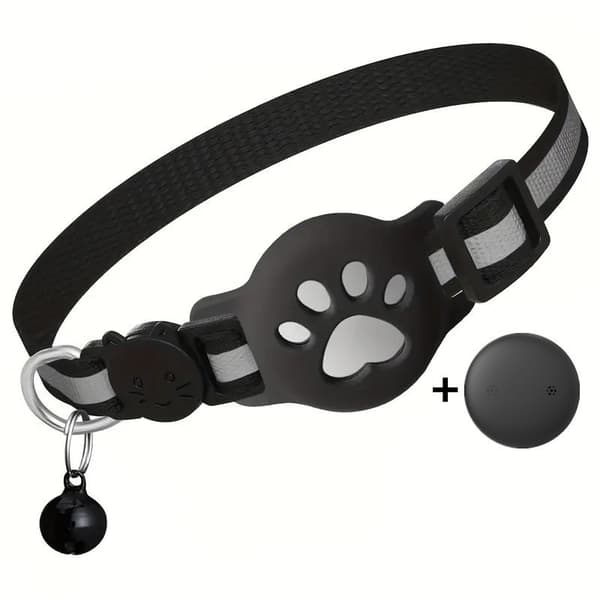 Vandtæt kattehalsbånd med trackerholder, reflekterende, kompatibel med Apple Find My, sort Black For Android-Reflective Collar