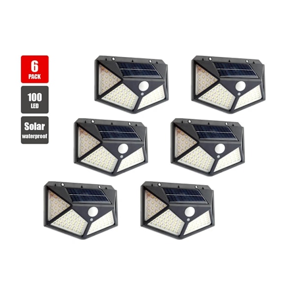 6 kpl 100 LED Aurinkovalo Ulkokäyttöön Puutarhavalo Aurinko Liiketunnistin Valonheitin Turva Seinävalo Vedenpitävä