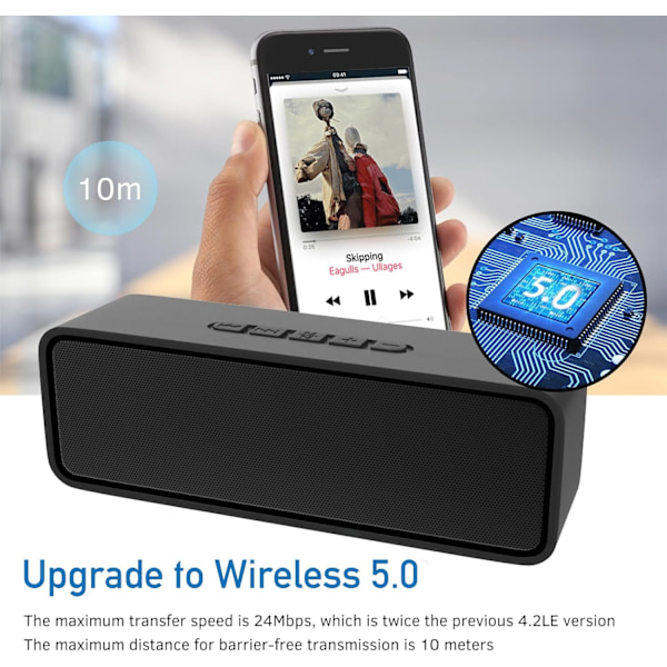 Bärbara Minihögtalare med Bluetooth 5.0, 1200mAh Batteri, 24 Timmars Speltid