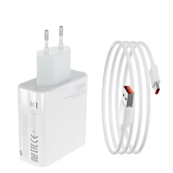 Lader for Xiaomi Turbo Charge 120W Xiaomi Mi 12T 11T Pro/Redmi Note 11S/Note 10 Pro/Note 12 Pro +/K50 Ultra/K50 Pro 33W + 1M