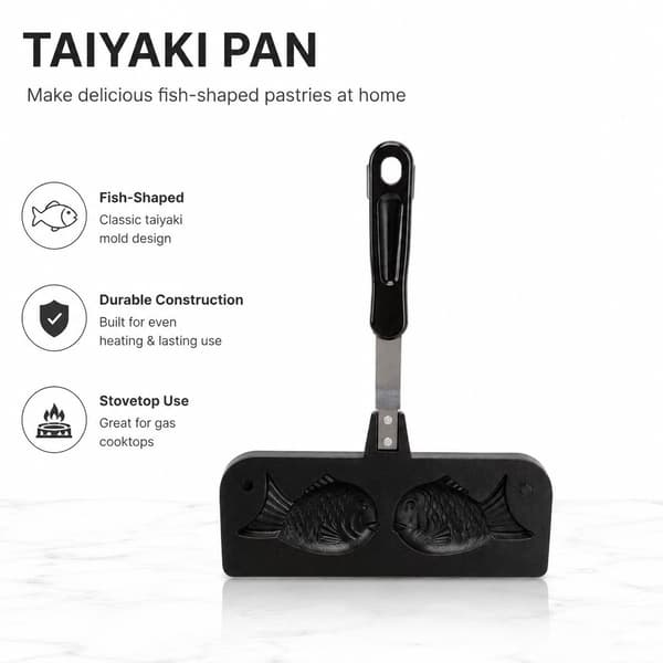 Taiyaki Fiskformet Kakemaker, Non-Stick Dobbel Stekepanne, Vaffelform