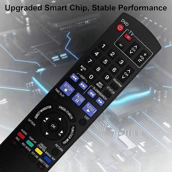 Erstatningsfjernkontroll N2QAYB000236 for Panasonic DVD-opptaker ShowView DMR-EX85 / DMR-EX87 / DMR-EX Black
