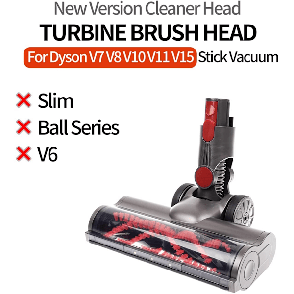 Turbinbørstehode for Dyson V7 V8 V10 V11 V15 Støvsuger Gulvmunnstykke med LED-frontlykter
