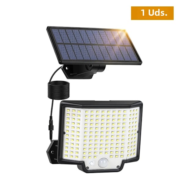 Solarcelle vegglampe utendørs 304/172 LED integrert supersterk bevegelsessensor sterk energi IP65 vanntett 3 arbeidsmoduser for hage 166LED NO Remote
