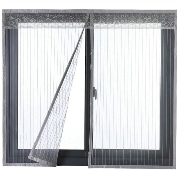 Magnetisk skärmdörr för dörr eller fönster, myggnätsgardin för dörr med magneter, grå, 120x130cm