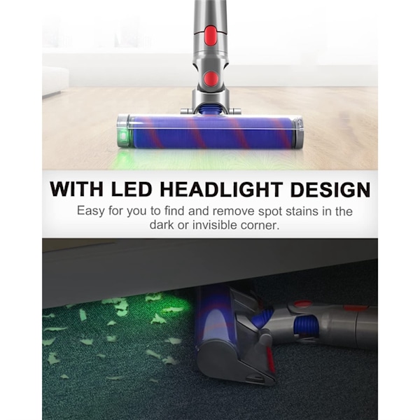 Børste for Dyson V10 V8 V7 V11 V15 Direct Drive Støvsuger Turbobørste med Hurtigutløser for Rengjøring av Tepper