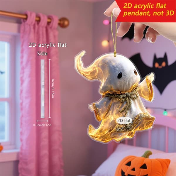 Halloween-spøkelse akrylpynt, 2D-spøkelsesdekor, skummel fest- og høytidsdekorasjon 2version