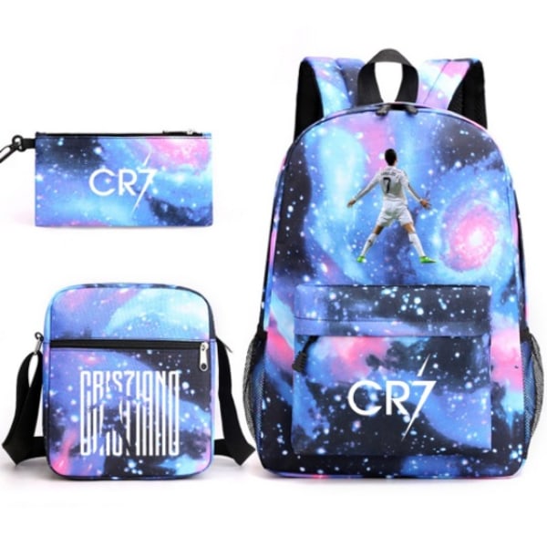 CR7 Ronaldo 3 kpl:n setti Reppu Mochila Lasten Tilavat Laukut-2 Starry blue 4