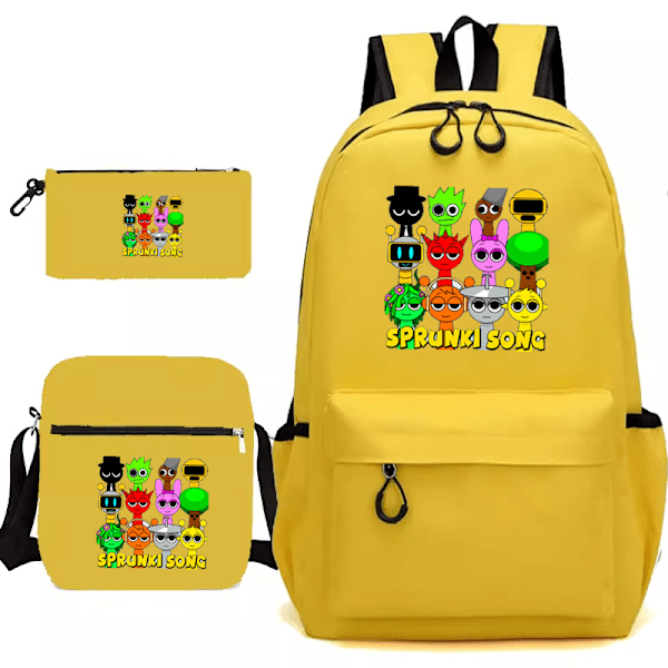 Sprunki song 3 kpl:n setit Reppu Mochila Lasten Tilavat Laukut yellow