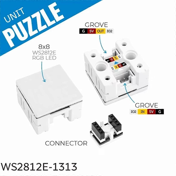 Pussel Enhet 8x8 RGB LED-matris (WS2812E) Enhet-Pussel Flerfärgs Ljuskontrollenhet