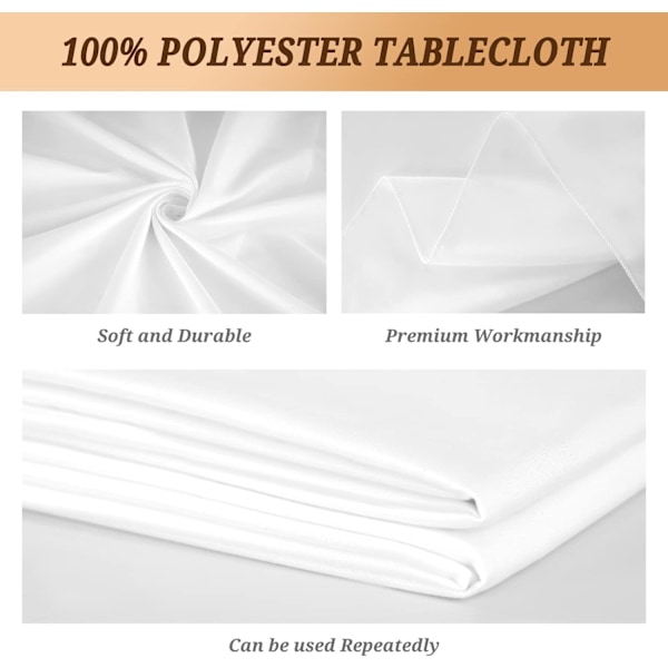 Pakke med 6 hvite polyesterduker for rektangulære bord 1,8 meter - 137 x 274 cm