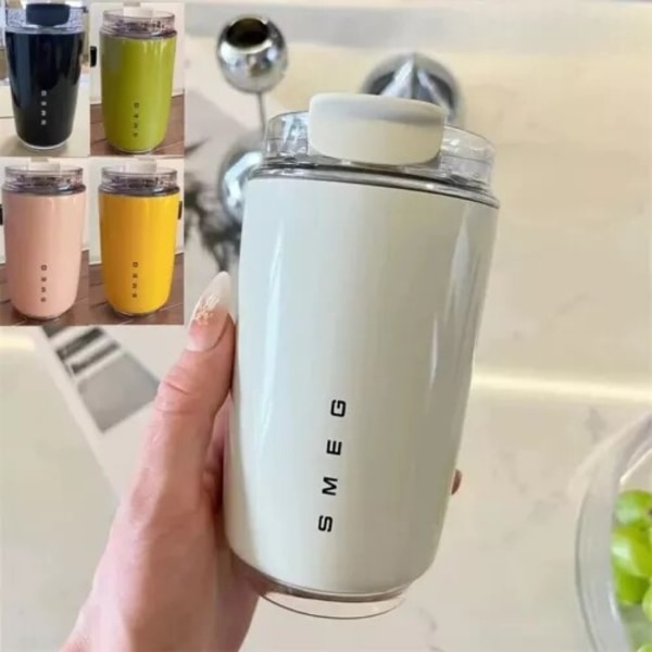 320ml Smeg Kaffekopp Rustfritt Stål Reise Vannflaske Isolert Kopp 8 Farger Hvit