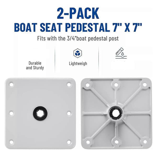 Kraftig bådsædebase, 7 x 7 tommer sædepiedestal med 3/4 tommer pin post socket hvid