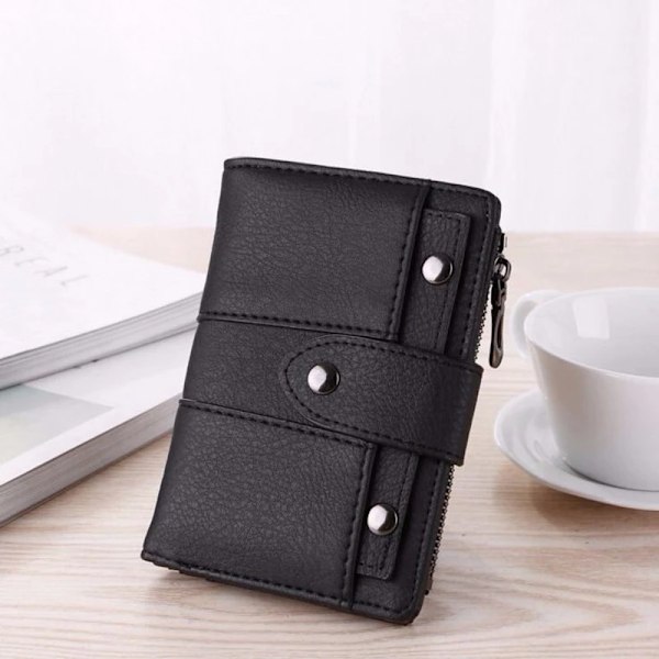 Kort Damplånbok Lyx PU Läder Liten Elegant Plånbok med Korthållare Myntfack för Kvinnor black