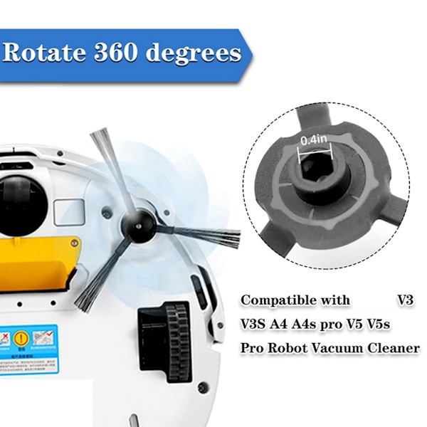 10 stk. sidebørste erstatning for ILIFE V3 V3S A4 A4S Pro V5 V5S Pro robotstøvsuger
