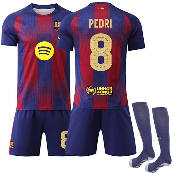 2526 Barcelona Hjemme Champions League Edition Fodboldtrøjesæt 8 Pedri 3XL(200-210cm)