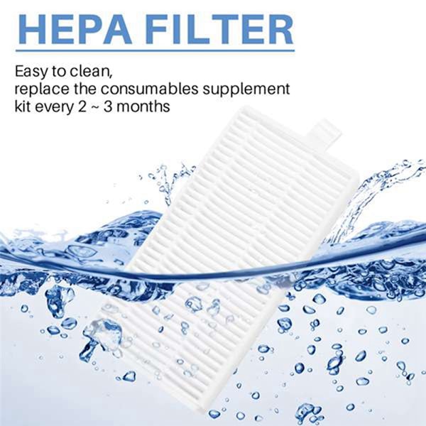12 stk. reservedeler for Cecotec Conga 4090 5090 5490 6090 7090 robotstøvsuger tilbehørssett Hepa-filtre White-12Pcs