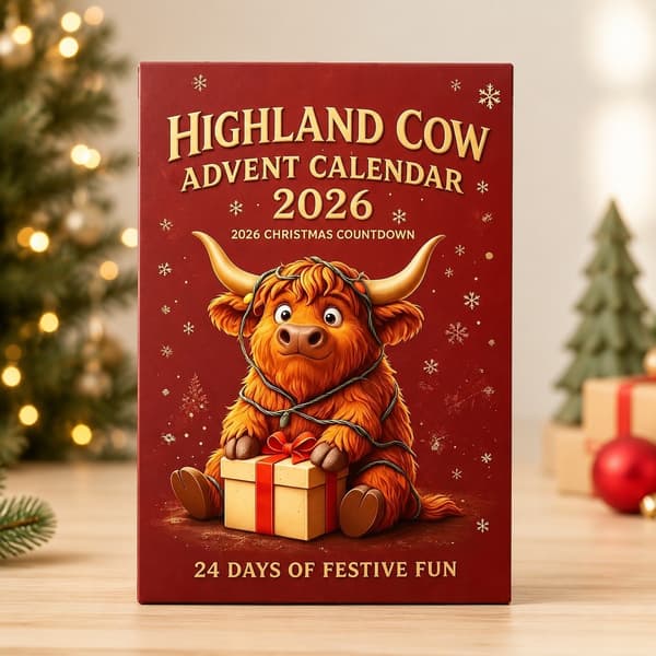 Julkalender Blind Box, Akrylprydnad, Highland Ko-serie, Träddekoration 3D