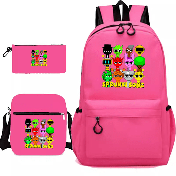 Sprunki song 3 kpl:n setit Reppu Mochila Lasten Tilavat Laukut Rose red