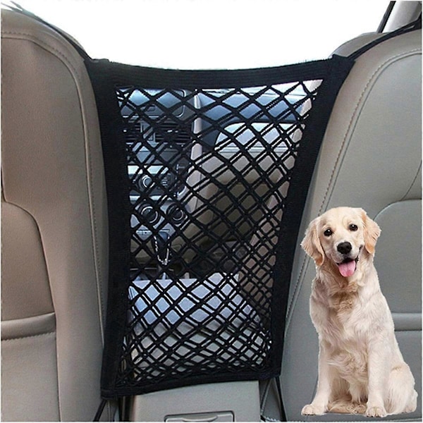 Hundbilsnät Barriär Husdjursbarriär med Mesh Organizer Stretchig Förvaringsväska Universal för Bilar