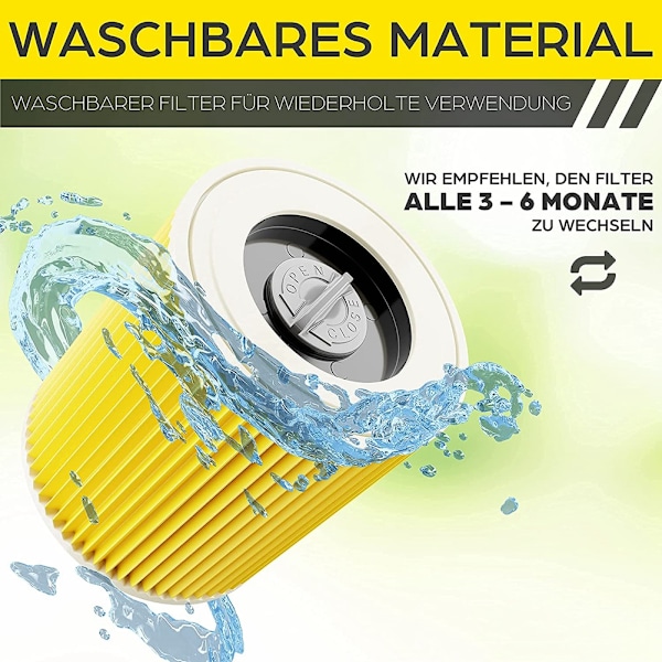3 kpl suodatinpatruuna Kärcher-pölynimurille WD3 Premium WD2 WD3 WD1 MV3 MV2 WD 3 P -jatkosarja hienopölyä vastaan