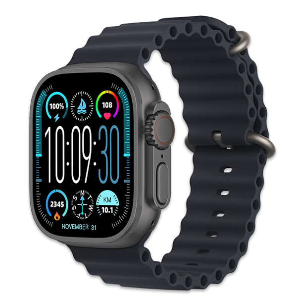HK9 Ultra 2 Max Smartklokke, AI Kunstig Intelligens Enhet, Hjertefrekvensdeteksjon, Informasjonspåminnelse, 1GB, AMOLED, 2024 Ny Black