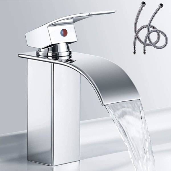 Moderne baderomskran Elegant fossefall design servantkran messing blandebatteri varmt kaldt vann tilgjengelig G 3/8 krom kran Pd8cc