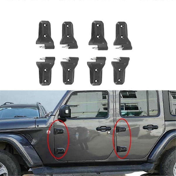 1Set/8st Bildörrsgångjärnssats för Jeep Wrangler JL 4DR 2018+ Karossgångjärnsskydd Trim Lång Topp och Kort